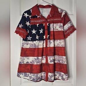 Patriotic Button Down Blouse